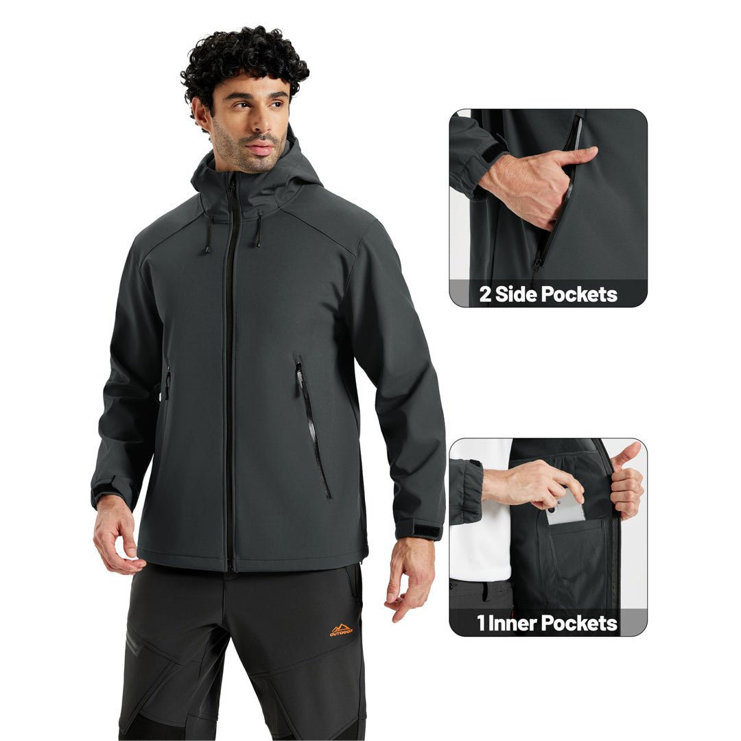 TACVASEN Black Lightweight Softshell Outdoor Tactical Jacket