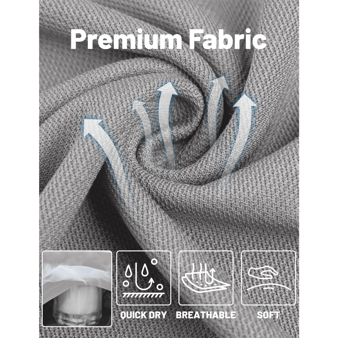 TACVASEN Light Grey Long Sleeve Quick Dry Tactical Performance Polo Shirt