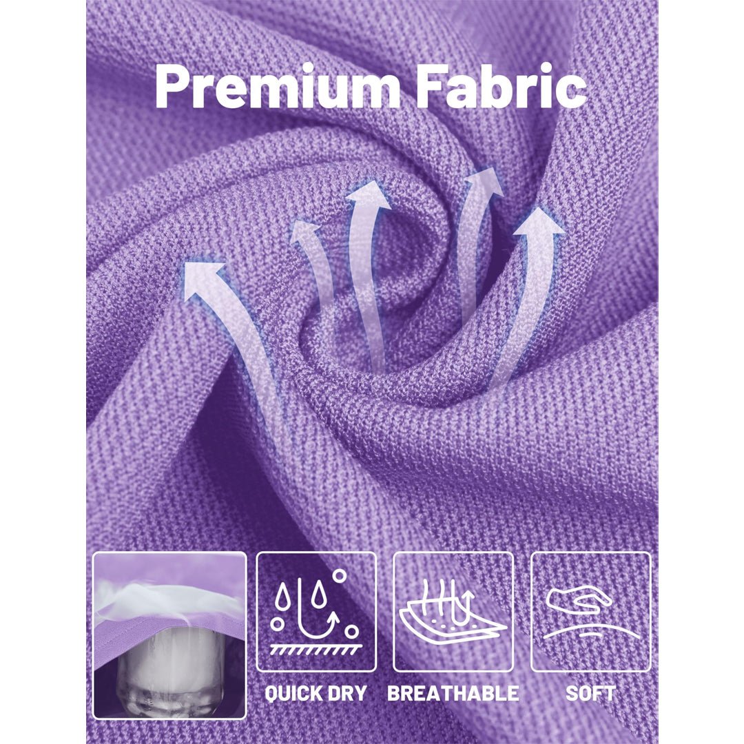 TACVASEN Light Purple Long Sleeve Quick Dry Tactical Performance Polo Shirt