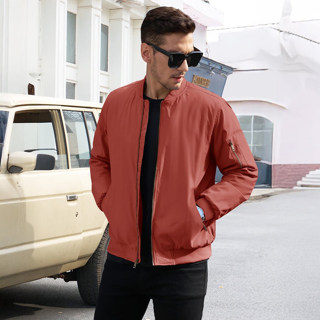 TACVASEN Khaki Vintage Bomber Jacket Padded Lined Coat