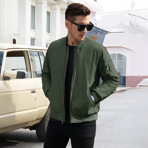 TACVASEN Khaki Vintage Bomber Jacket Padded Lined Coat