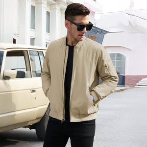 TACVASEN Khaki Vintage Bomber Jacket Padded Lined Coat