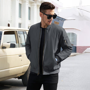 TACVASEN Khaki Vintage Bomber Jacket Padded Lined Coat
