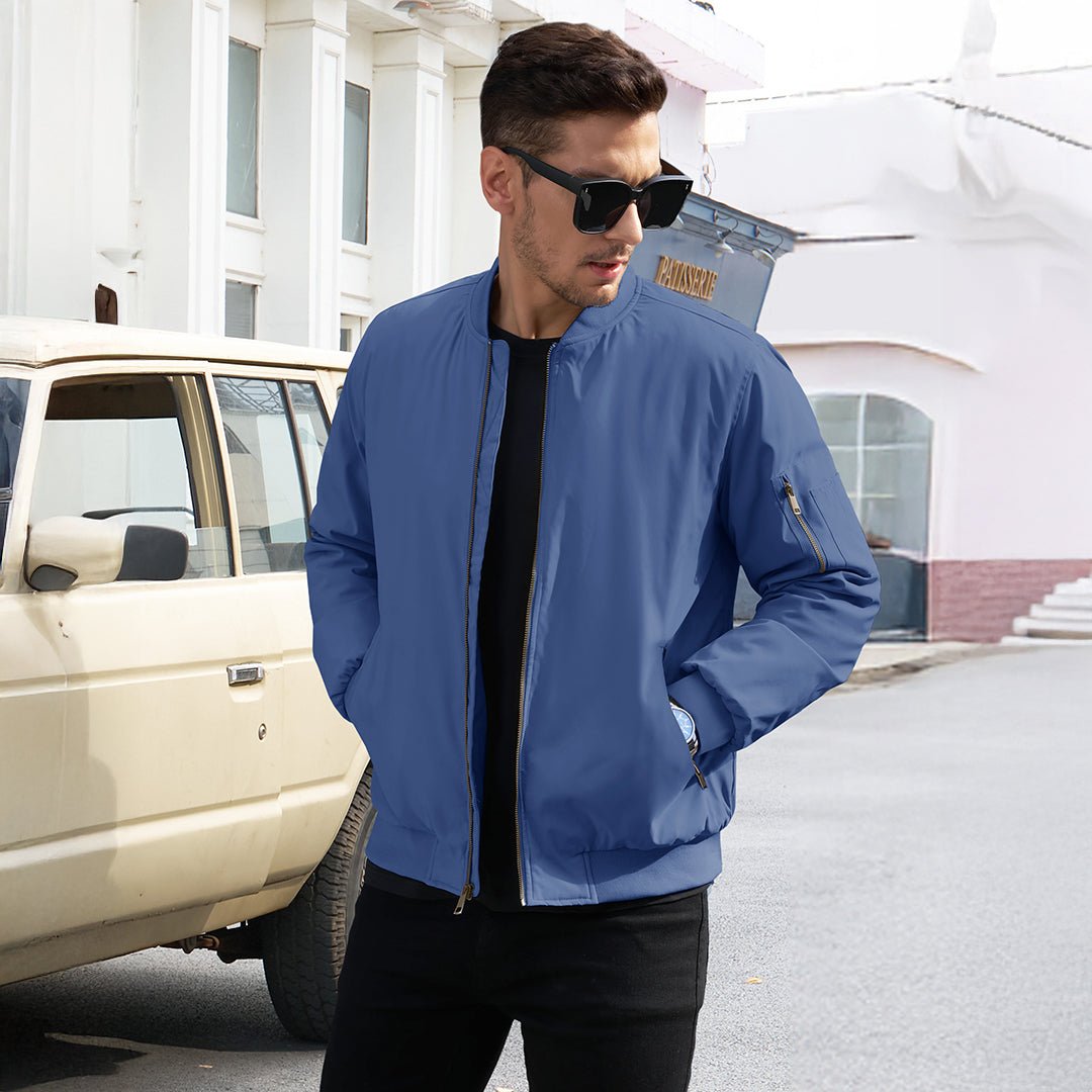 TACVASEN Khaki Vintage Bomber Jacket Padded Lined Coat