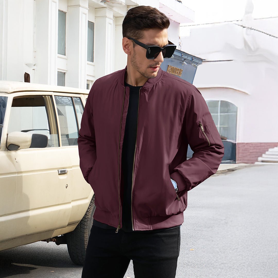 TACVASEN Khaki Vintage Bomber Jacket Padded Lined Coat