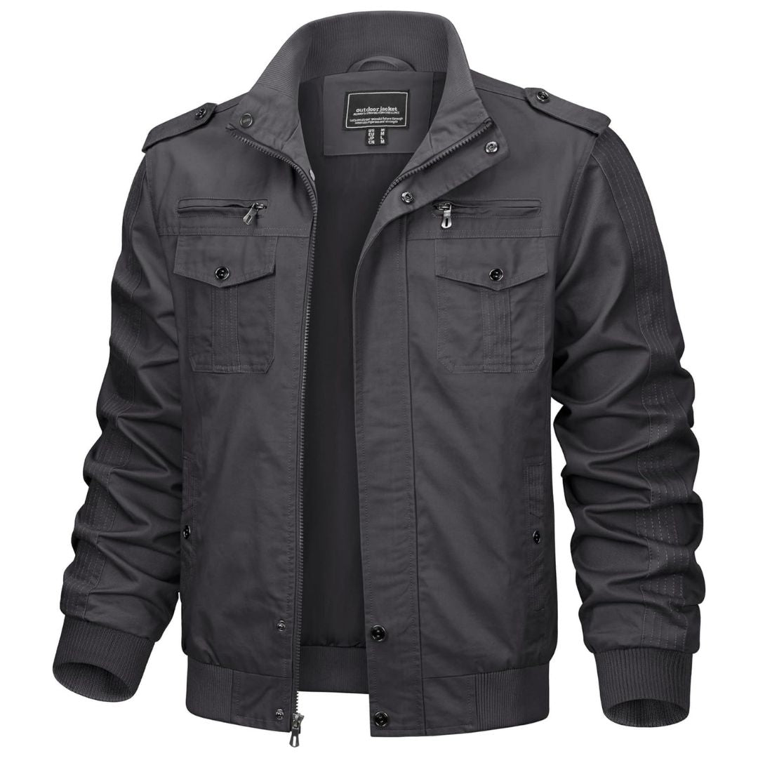 TACVASEN Dark Grey Men's Military Cargo Jacket Lightweight Tactical Windbreaker
