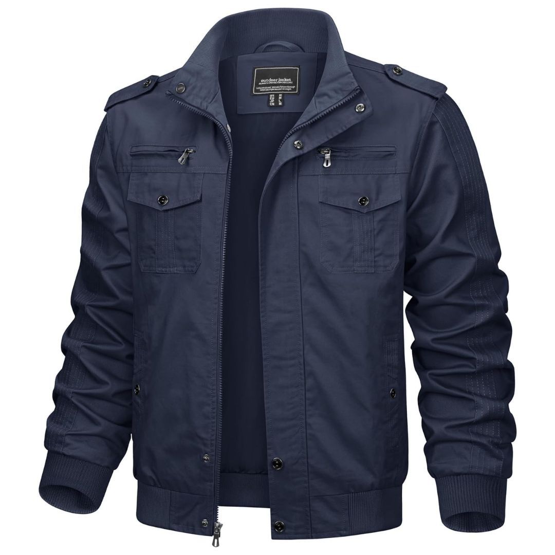 TACVASEN Navy Men's Military Cargo Jacket Lightweight Tactical Windbreaker