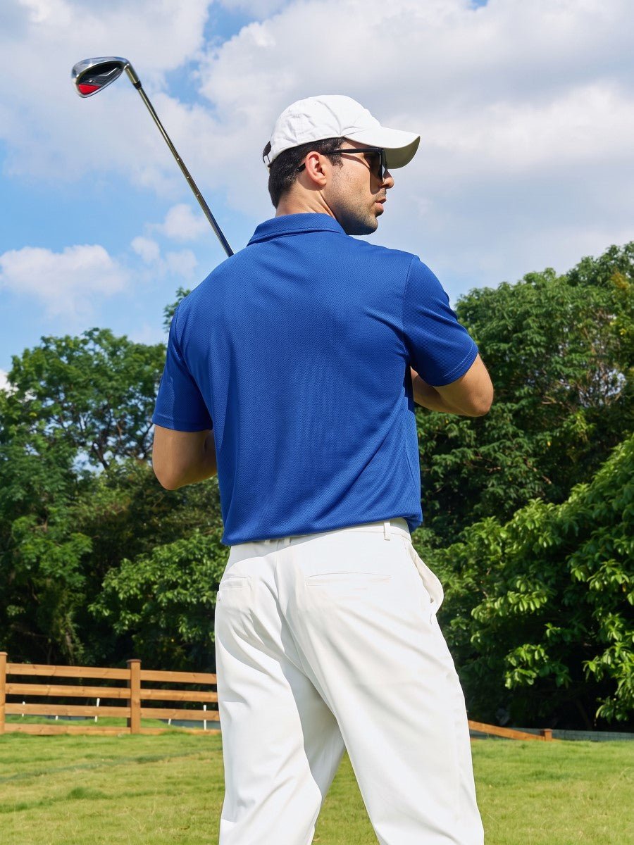 TACVASEN Bright Blue Men's Moisture Wicking Golf Quick Dry Polo Shirts