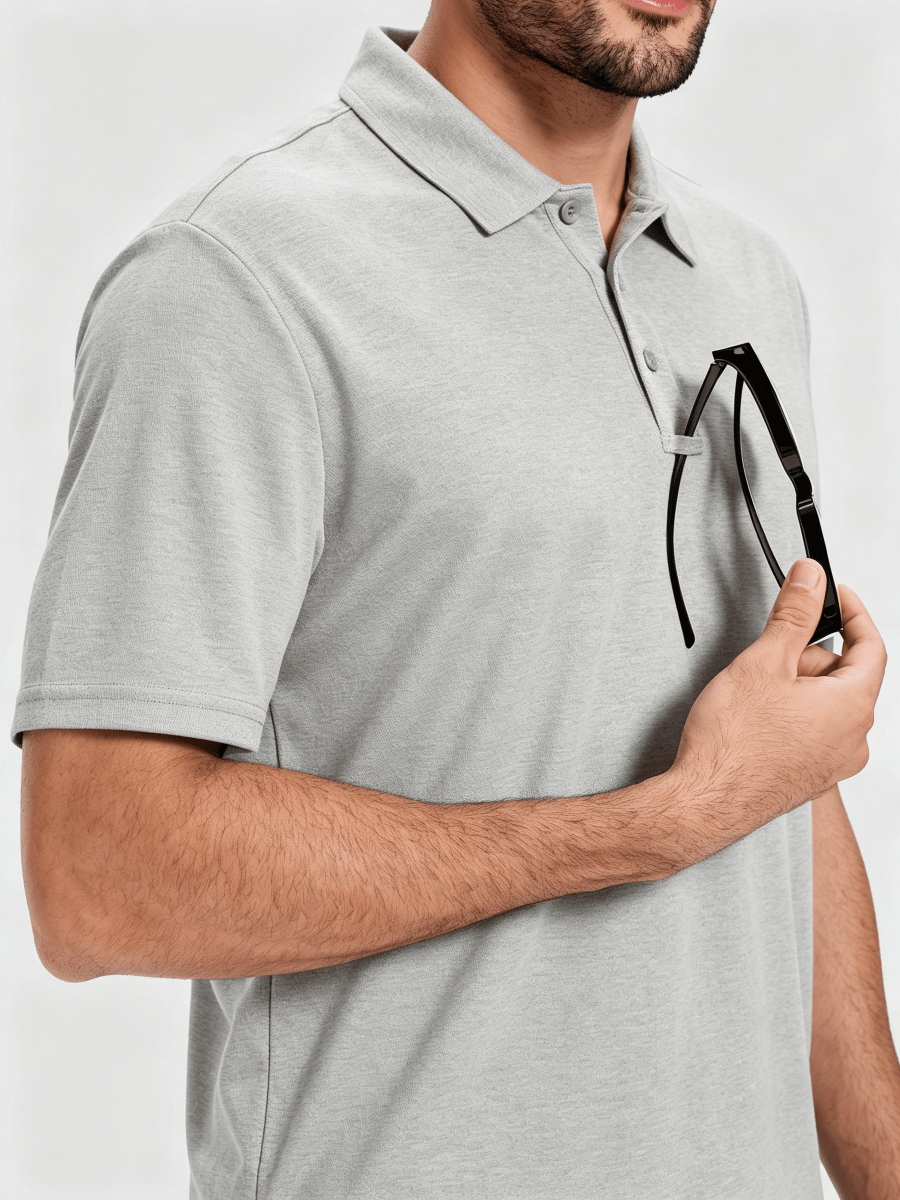 TACVASEN Light Grey Men's Moisture Wicking Golf Quick Dry Polo Shirts