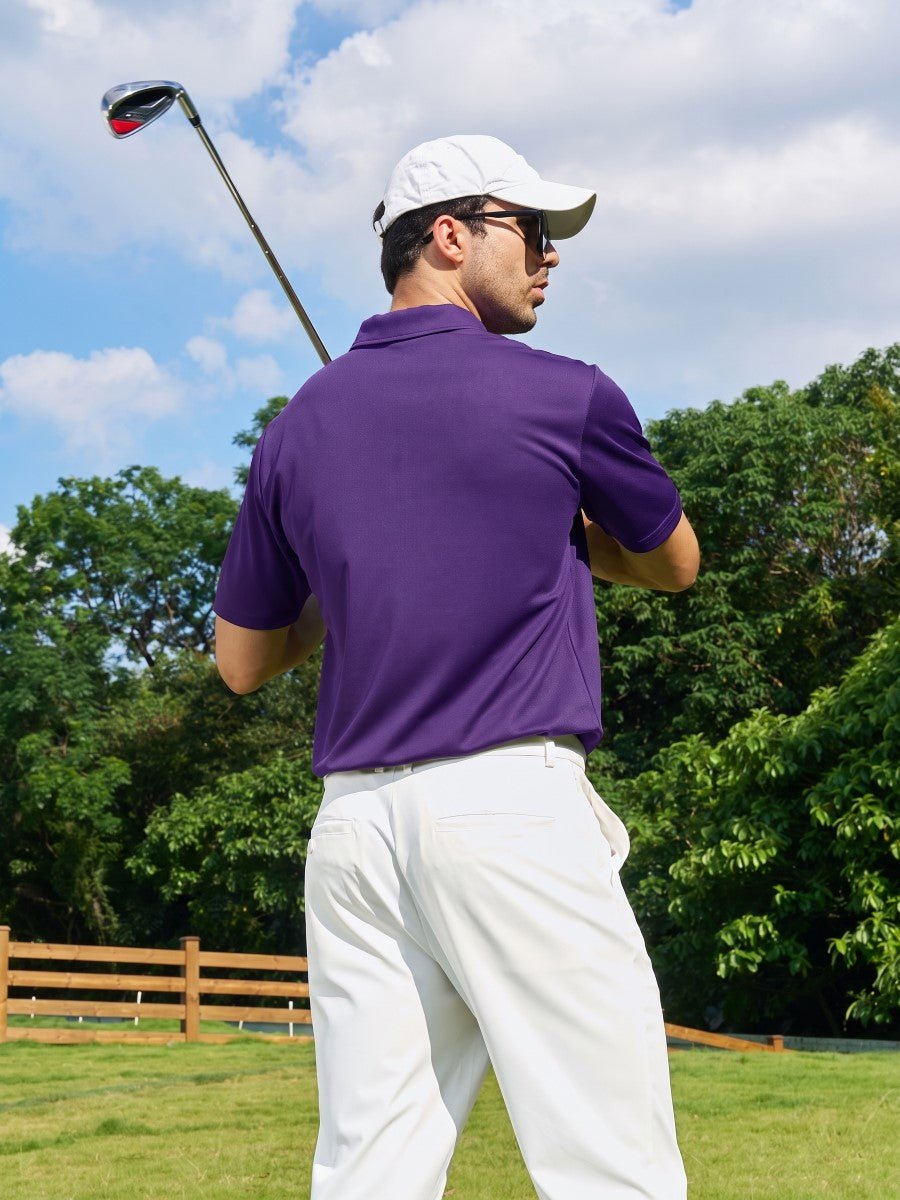TACVASEN Purple Men's Moisture Wicking Golf Quick Dry Polo Shirts