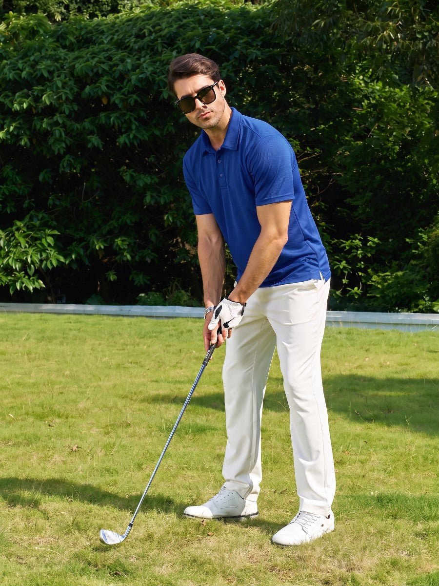 TACVASEN Bright Blue Men's Moisture Wicking Golf Quick Dry Polo Shirts