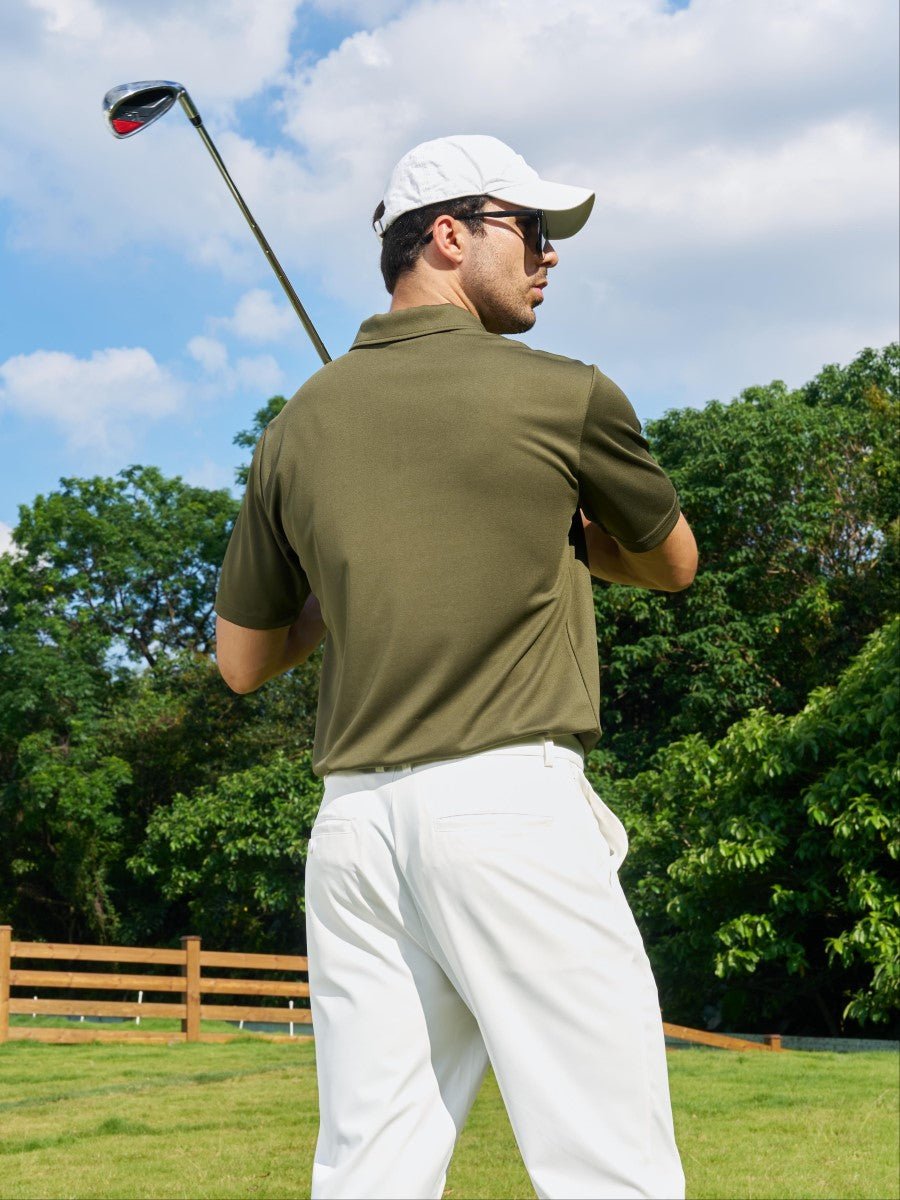 TACVASEN Army Green Men's Moisture Wicking Golf Quick Dry Polo Shirts