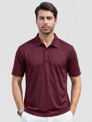 TACVASEN Wine Red Men's Moisture Wicking Golf Quick Dry Polo Shirts