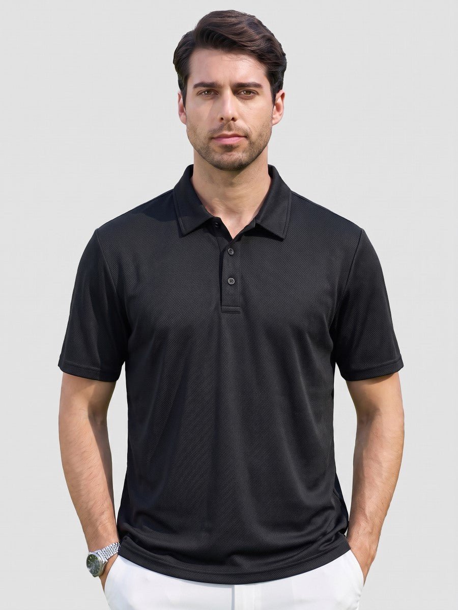 TACVASEN Black Men's Moisture Wicking Golf Quick Dry Polo Shirts