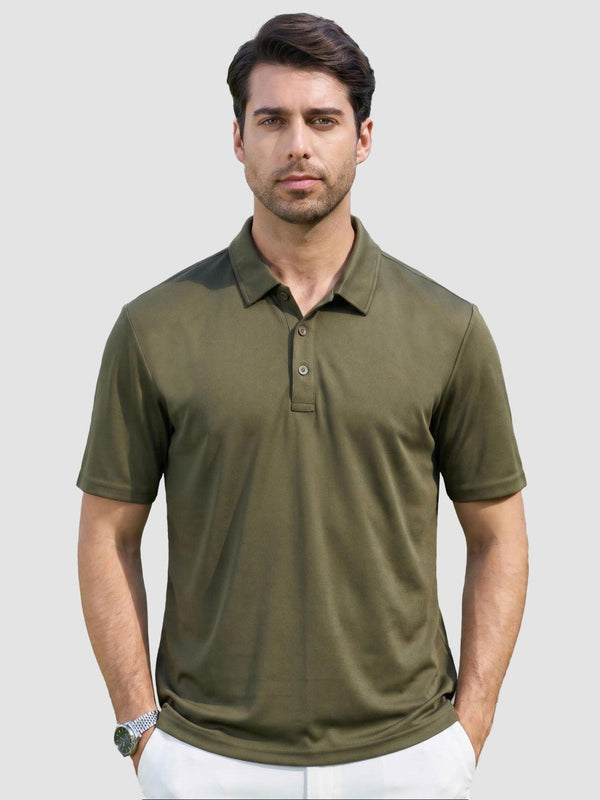TACVASEN Army Green Men's Moisture Wicking Golf Quick Dry Polo Shirts