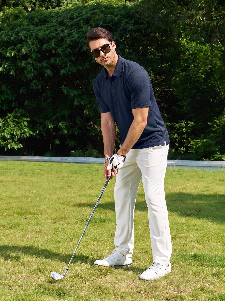 TACVASEN Navy Men's Moisture Wicking Golf Quick Dry Polo Shirts