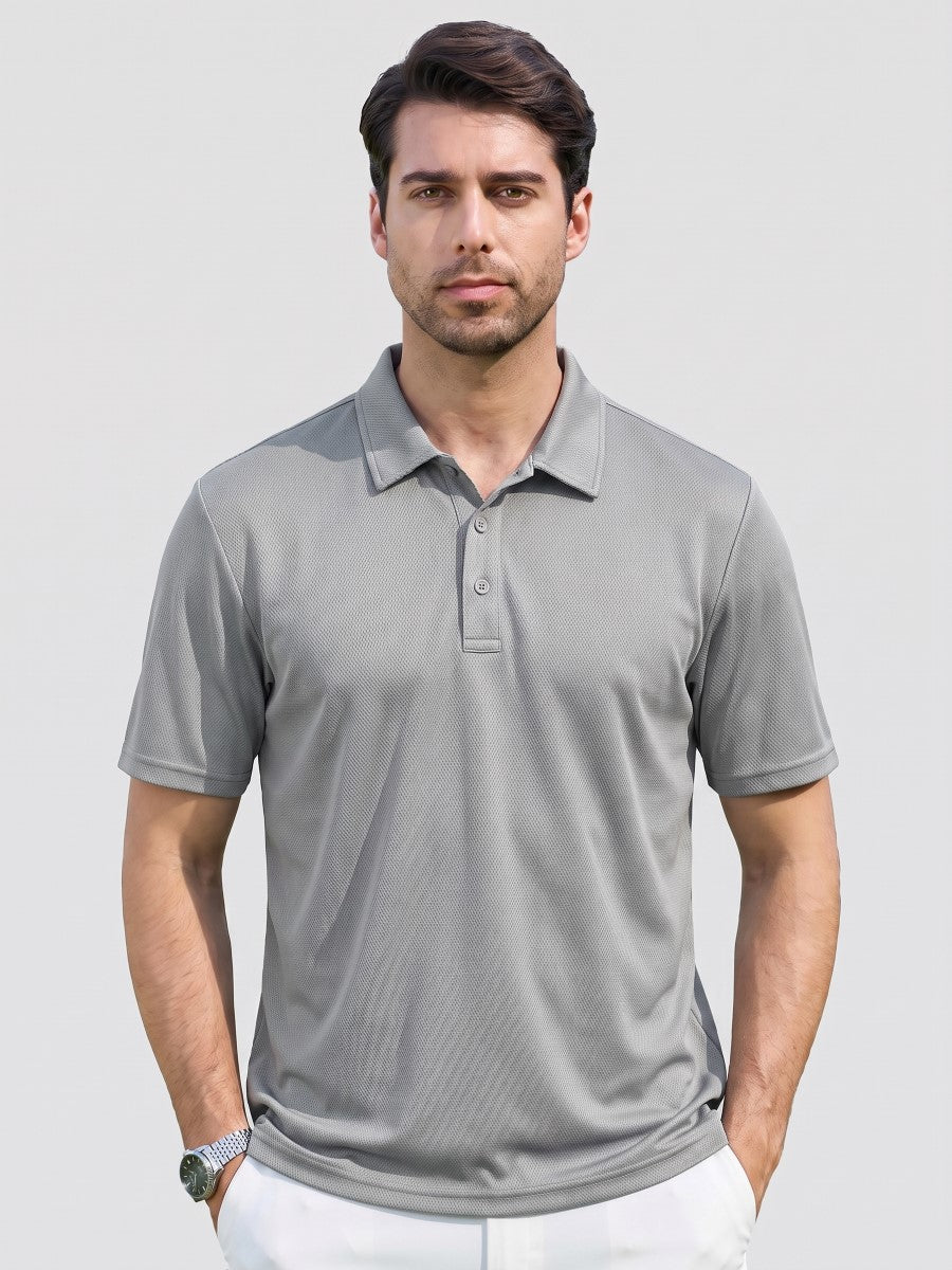 TACVASEN Light Grey Men's Moisture Wicking Golf Quick Dry Polo Shirts