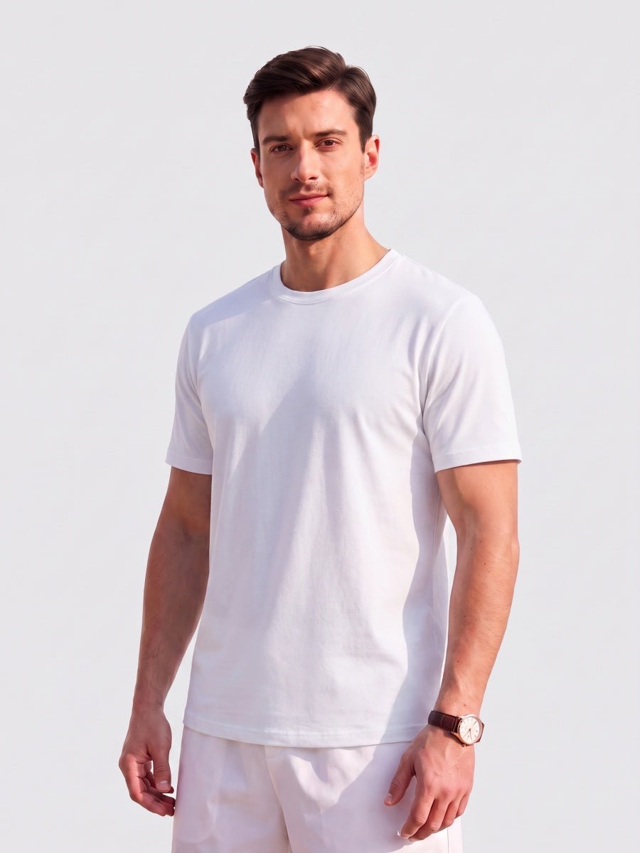 TACVASEN White Men's Moisture Wicking UPF 80+ Summer Casual Tees