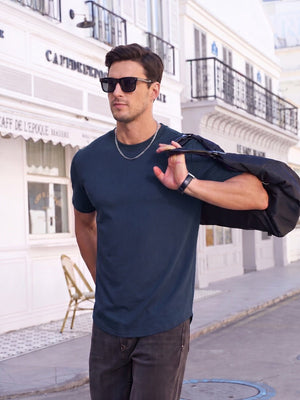 TACVASEN Navy Men's Moisture Wicking UPF 80+ Summer Casual Tees