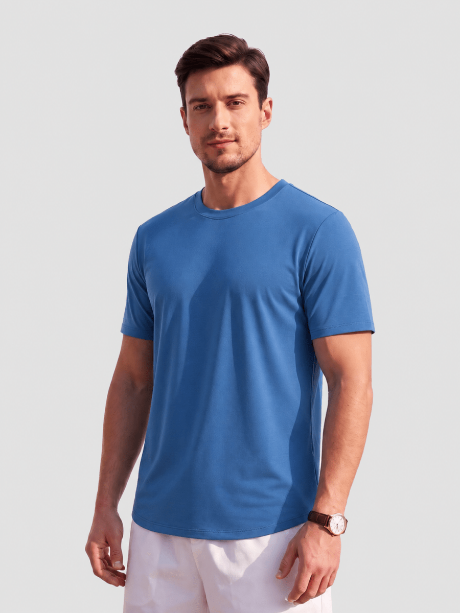 TACVASEN Denim Blue Men's Moisture Wicking UPF 80+ Summer Casual Tees