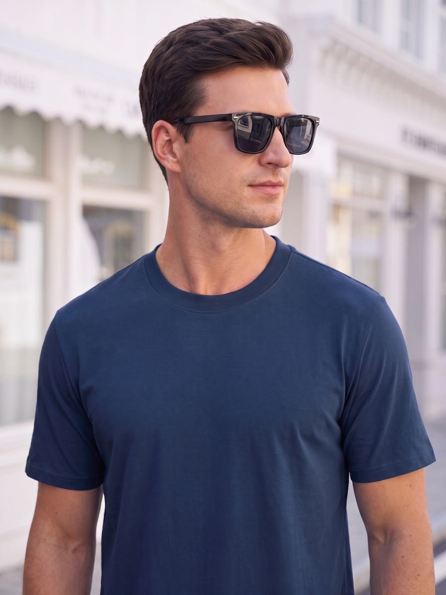 TACVASEN Navy Men's Moisture Wicking UPF 80+ Summer Casual Tees