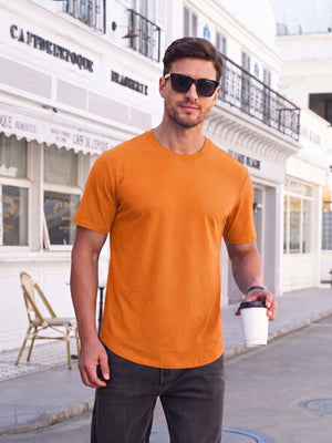 TACVASEN Fluorescent Orange Men's Moisture Wicking UPF 80+ Summer Casual Tees
