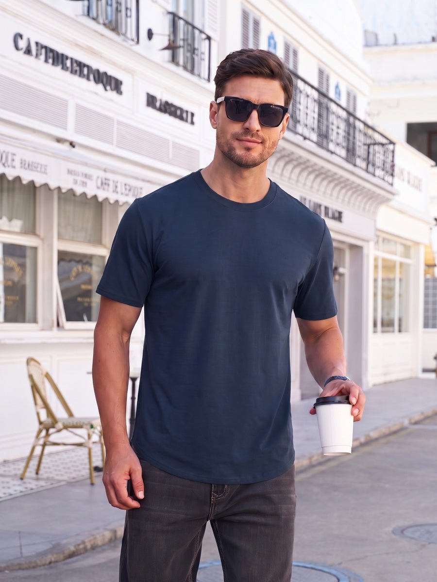 TACVASEN Navy Men's Moisture Wicking UPF 80+ Summer Casual Tees