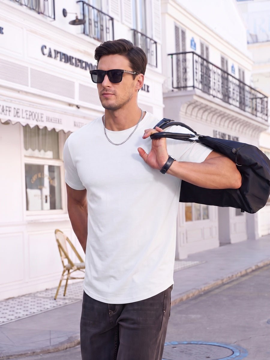TACVASEN White Men's Moisture Wicking UPF 80+ Summer Casual Tees