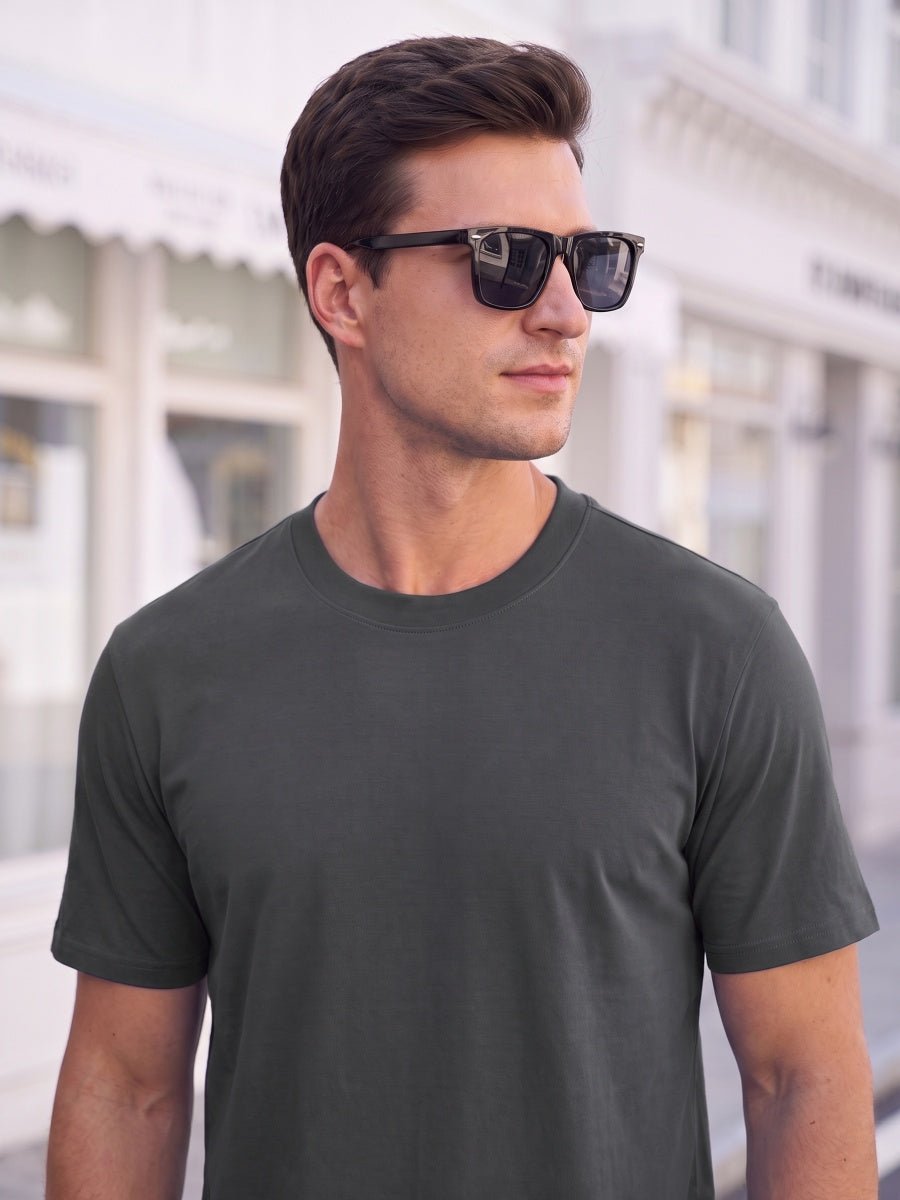 TACVASEN Dark Grey Men's Moisture Wicking UPF 80+ Summer Casual Tees