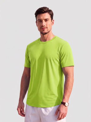 TACVASEN Fluorescent Green Men's Moisture Wicking UPF 80+ Summer Casual Tees