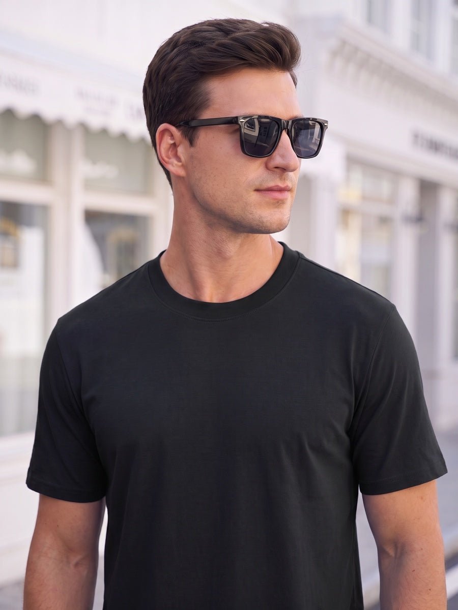 TACVASEN Black Men's Moisture Wicking UPF 80+ Summer Casual Tees