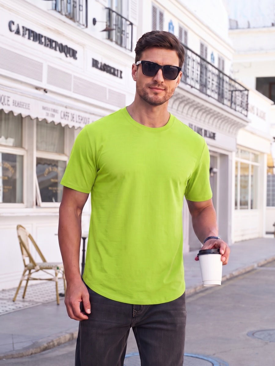 TACVASEN Fluorescent Green Men's Moisture Wicking UPF 80+ Summer Casual Tees