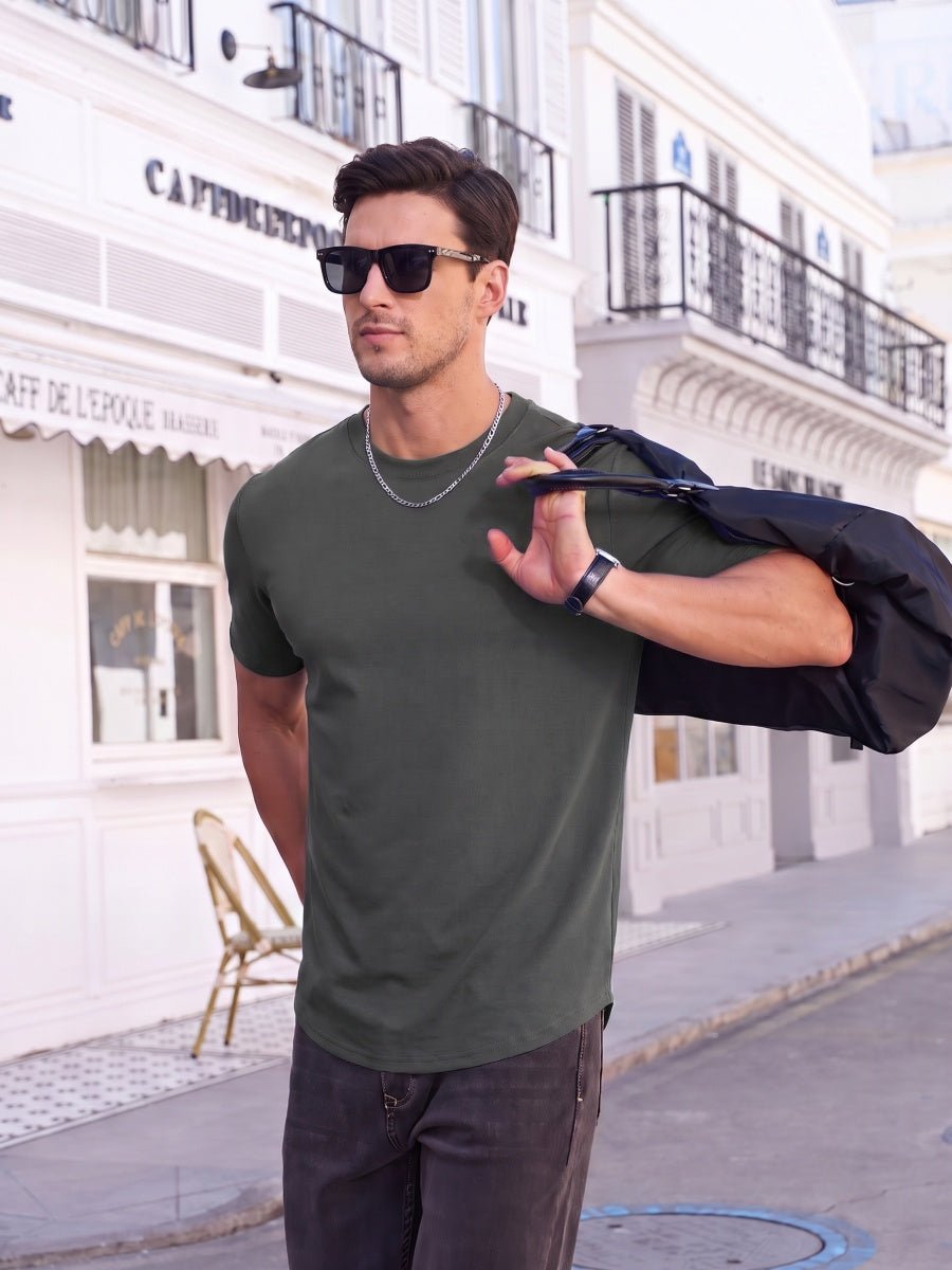 TACVASEN Dark Grey Men's Moisture Wicking UPF 80+ Summer Casual Tees
