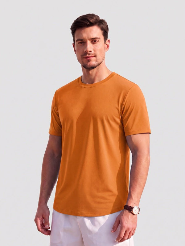 TACVASEN Fluorescent Orange Men's Moisture Wicking UPF 80+ Summer Casual Tees