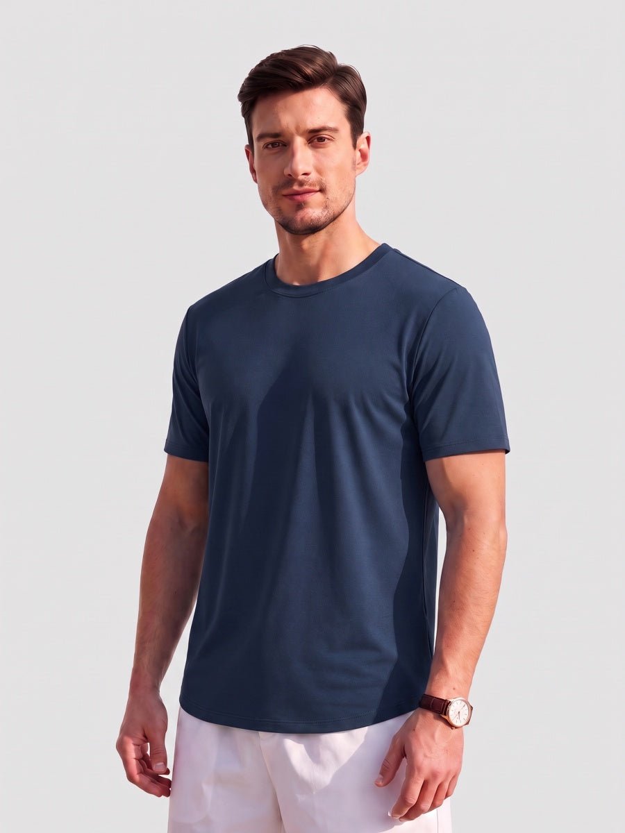 TACVASEN Navy Men's Moisture Wicking UPF 80+ Summer Casual Tees