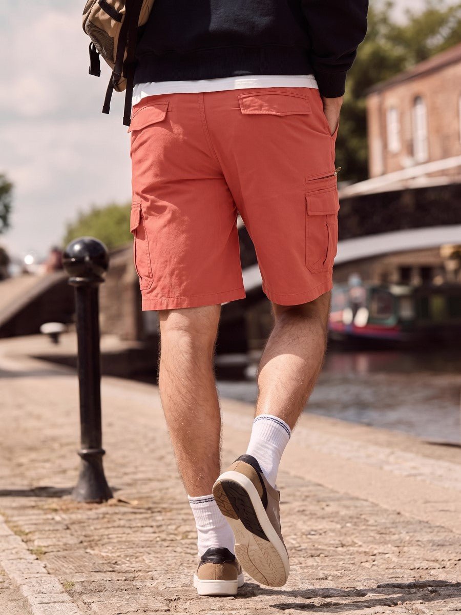 TACVASEN Magenta Mens Outdoor Hiking Cotton Cargo Shorts