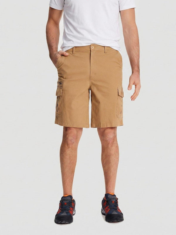 TACVASEN Khaki Mens Outdoor Hiking Cotton Cargo Shorts