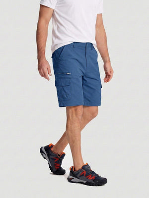 TACVASEN Blue Grey Mens Outdoor Hiking Cotton Cargo Shorts