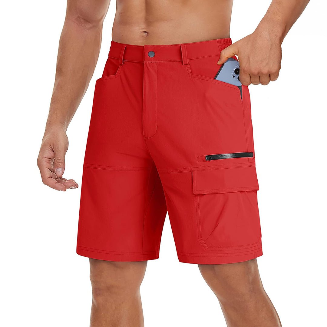 TACVASEN Tomato Red Utility Cargo Shorts Quick Drying