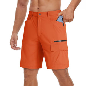 TACVASEN Orange Utility Cargo Shorts Quick Drying