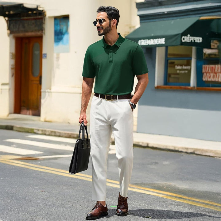 Men's Pique Polo Shirt Short Sleeve Cooling Golf Top - LT25M1399
