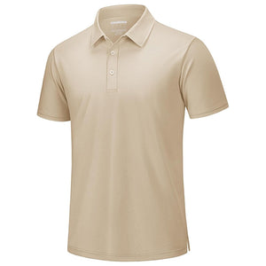 TACVASEN Light Apricot Men's Pique Polo Shirt Short Sleeve Cooling Golf Top