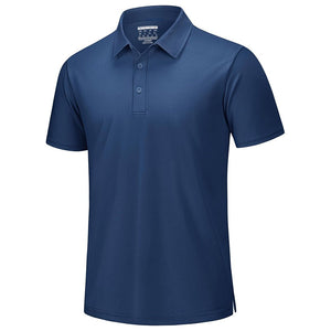 TACVASEN Blue Gray Men's Pique Polo Shirt Short Sleeve Cooling Golf Top