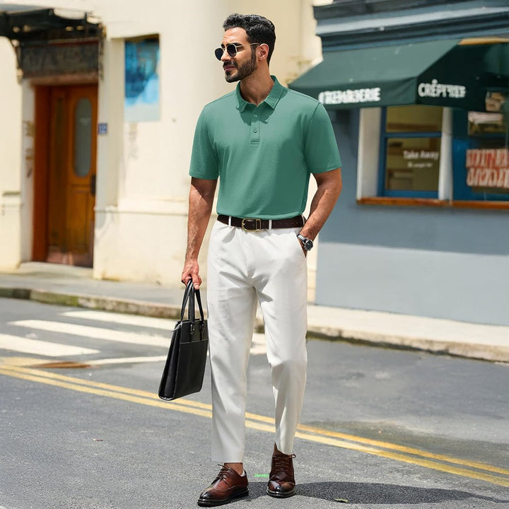 Men's Pique Polo Shirt Short Sleeve Cooling Golf Top - LT25M1399