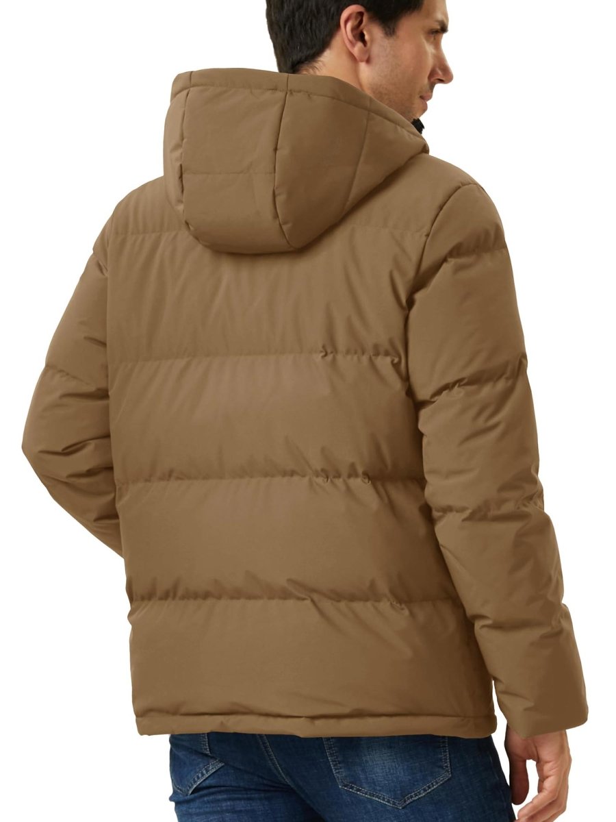 TACVASEN Brown Men's Puffer Jacket Hooded Down Jacket