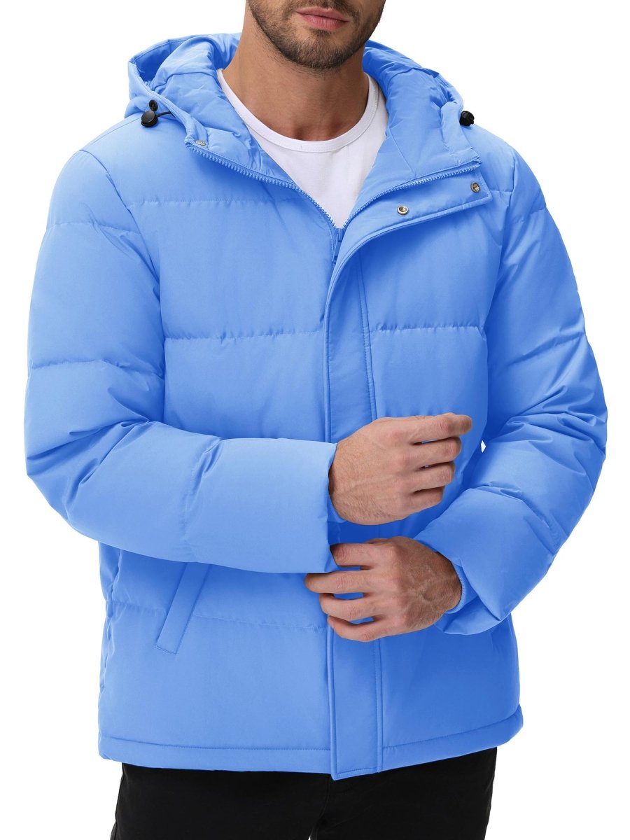 TACVASEN Light Blue Men's Puffer Jacket Hooded Down Jacket
