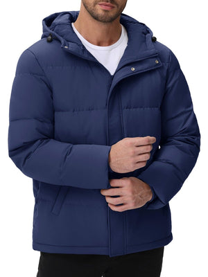 TACVASEN Navy Men's Puffer Jacket Hooded Down Jacket
