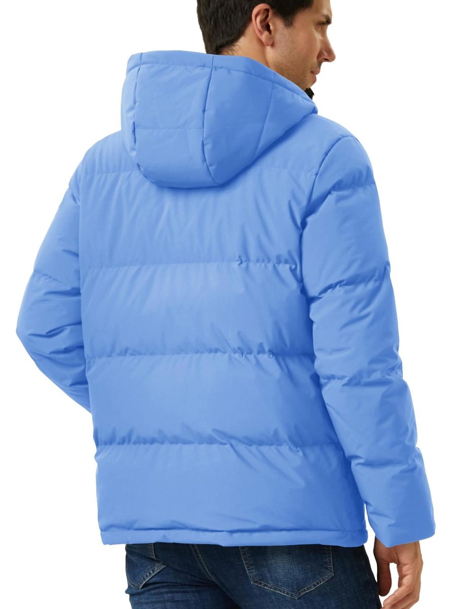 TACVASEN Light Blue Men's Puffer Jacket Hooded Down Jacket
