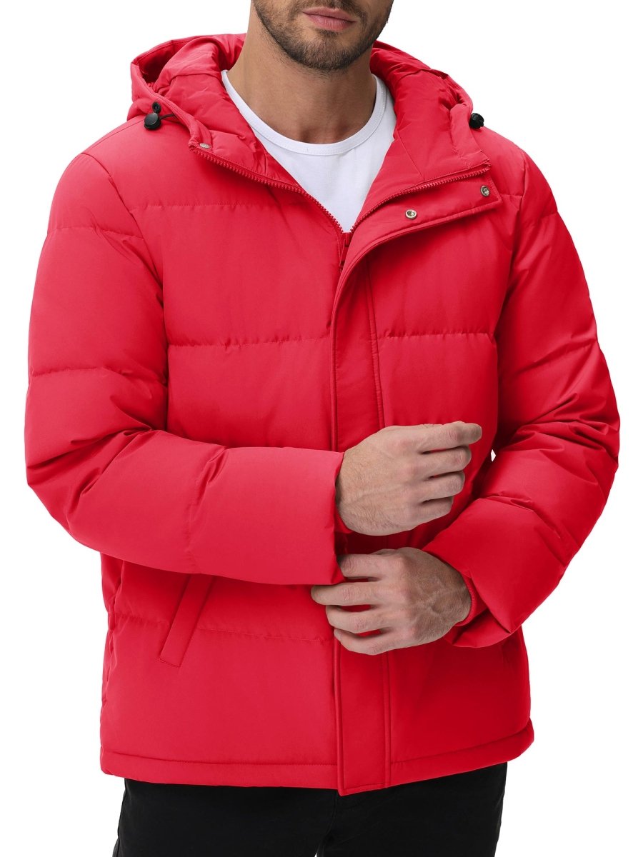 TACVASEN Tomato Men's Puffer Jacket Hooded Down Jacket
