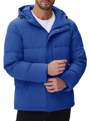 TACVASEN Blue Grey Men's Puffer Jacket Hooded Down Jacket